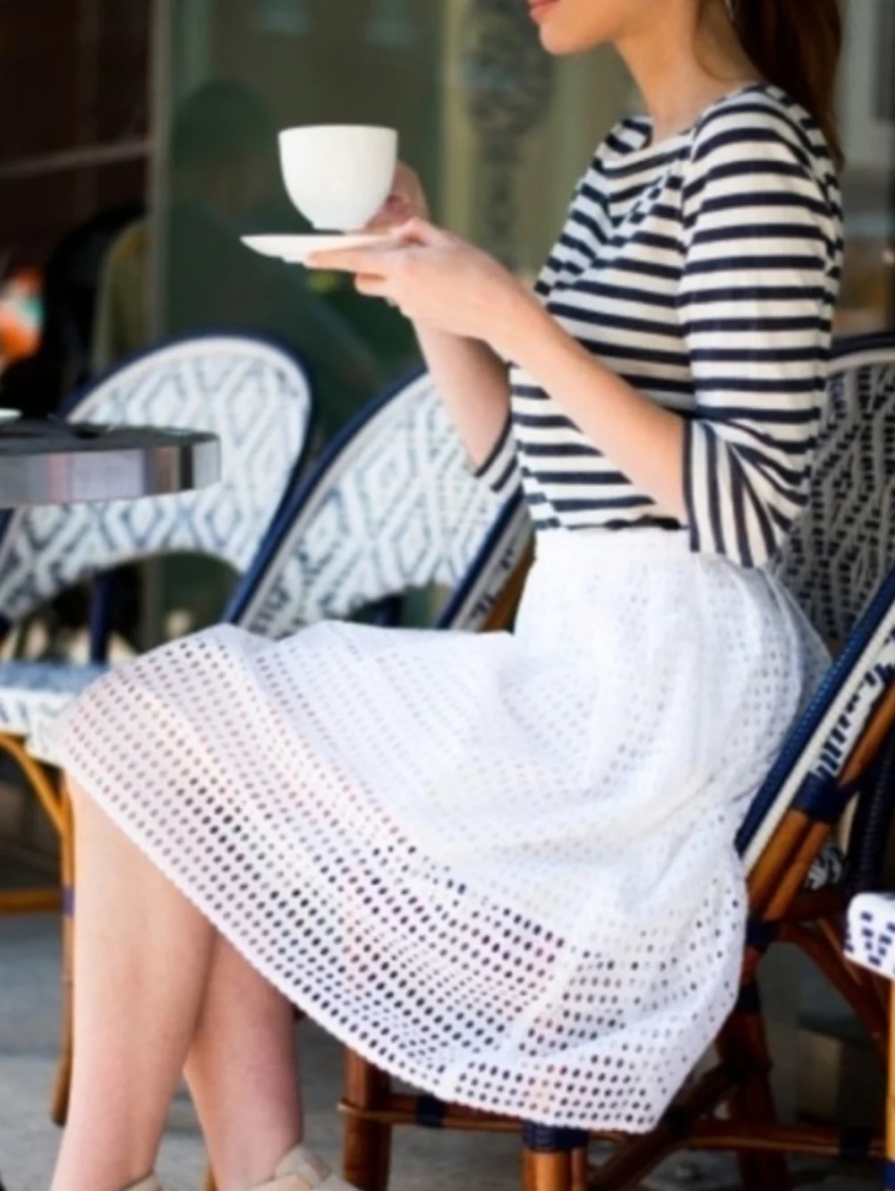 J.Crew Women's White Eyelet Midi Boho Skirt Classic Summer Style Size 10 EUC